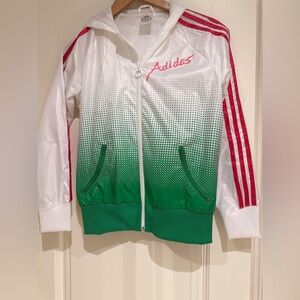 Adidas Kids Jacket in Green, White, and Pink